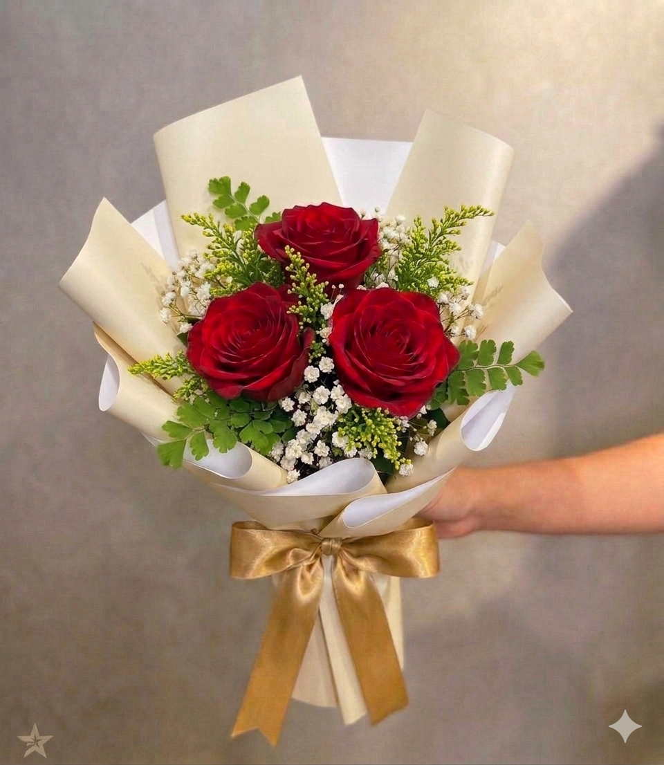 Buquê 3 Rosas Vermelhas — Floricultura Salvador