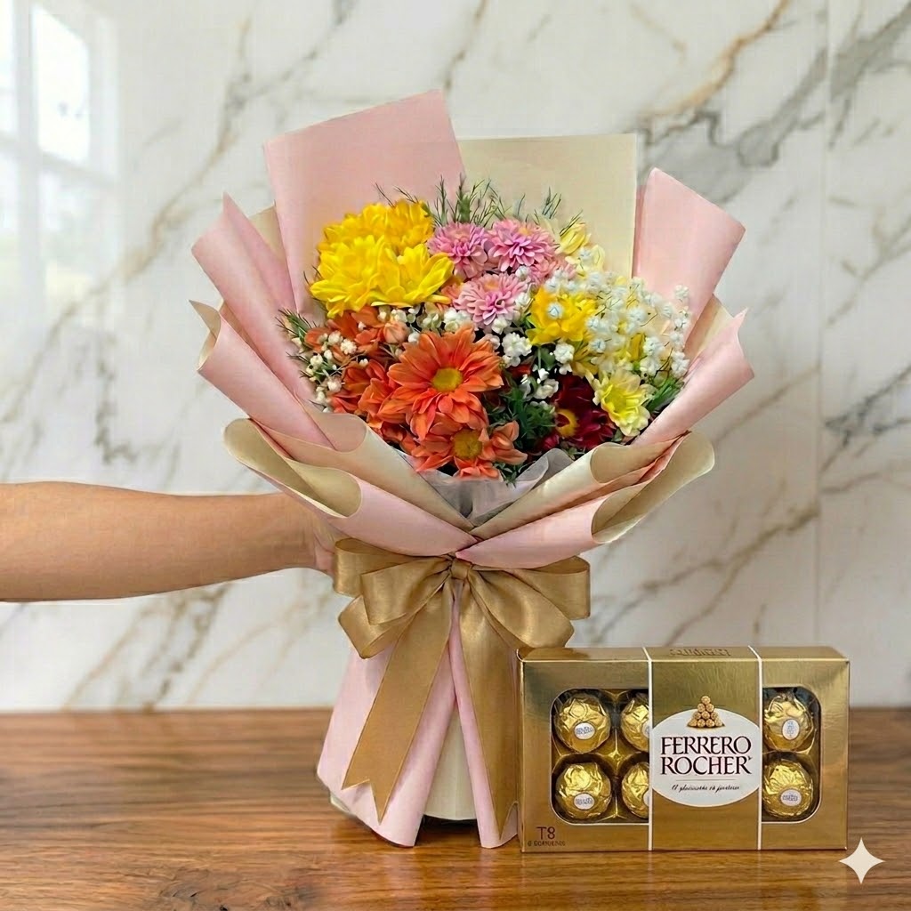 Buquê Flores do Campo com Ferrero